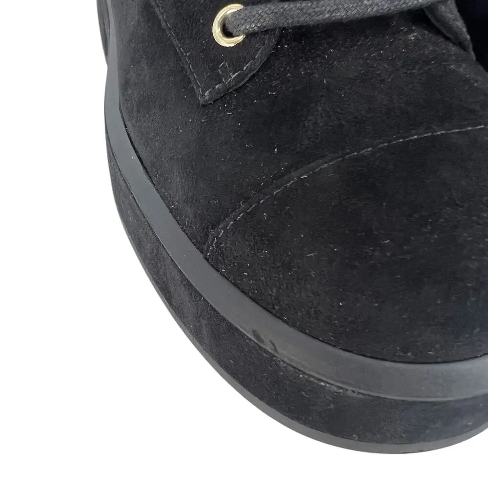 Chanel CC Suede Quilted Lace Up Combat Cap Toe Boots in Black